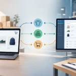 Store and ERP linked by distinct product, stock and order flows